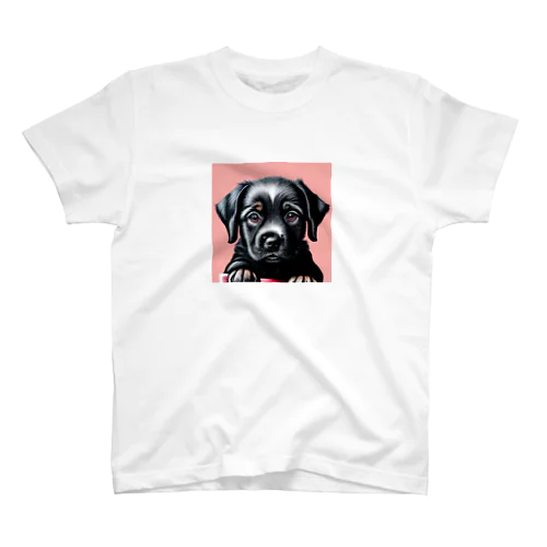 黒い子犬 Regular Fit T-Shirt