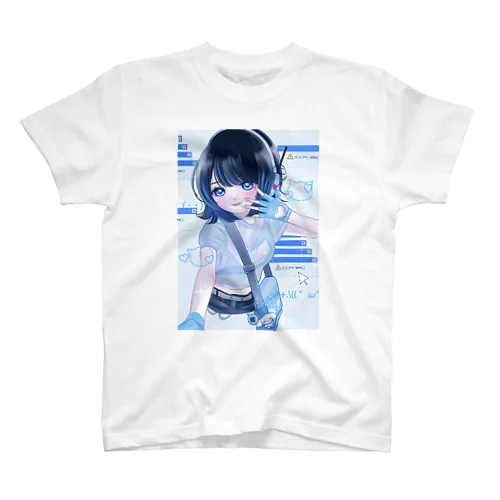 水色サイバー女子 Regular Fit T-Shirt