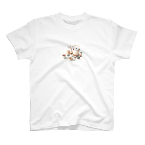 和風な茶器のミニマルデザイン スタンダードTシャツ