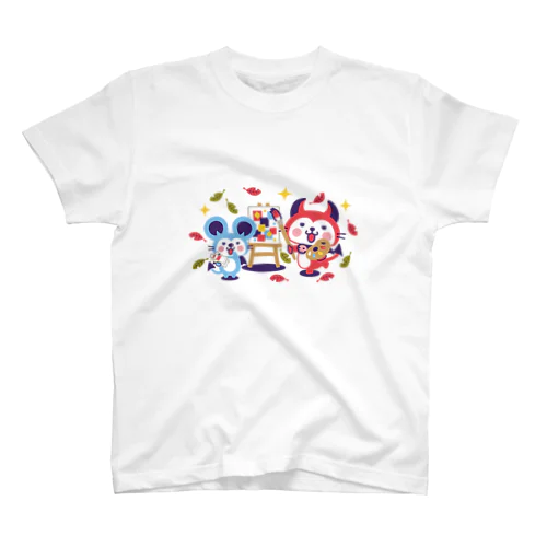 デビねこくんとデビねずちゃん Tシャツ 芸術の秋 Regular Fit T-Shirt