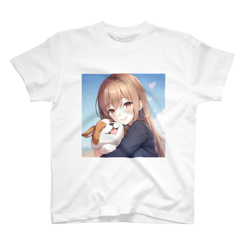 愛犬を抱きしめる少女 スタンダードTシャツ