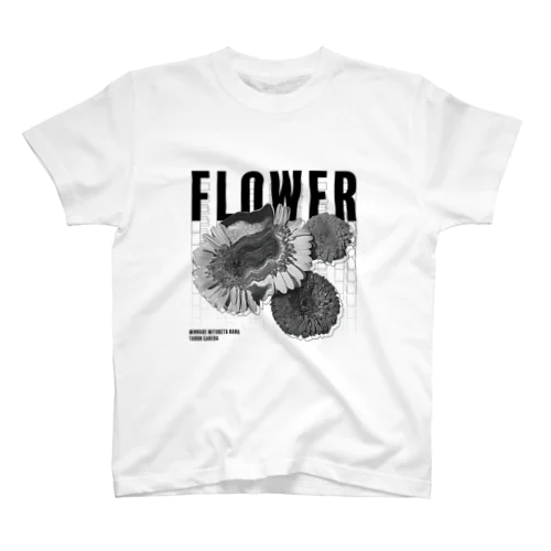 花(モノクロ) Regular Fit T-Shirt