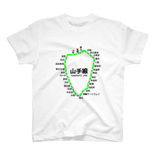 JR山手線 路線図(新駅追加Ver) スタンダードTシャツ