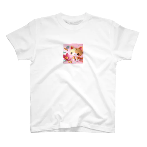 ペーパークラフト風の猫 Regular Fit T-Shirt