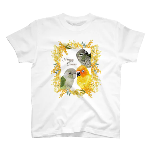 083 Happy Conures ミモザ Regular Fit T-Shirt