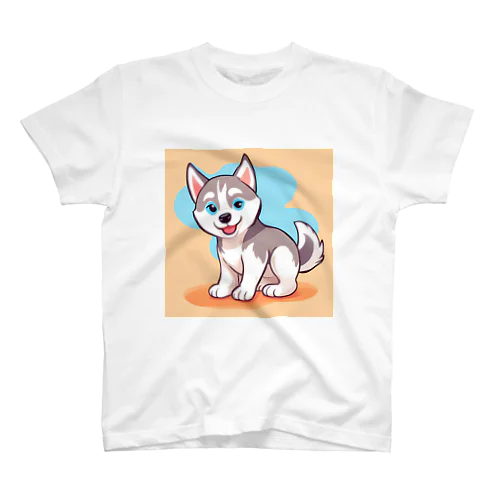 かわいいハスキーの子犬のイラストグッズC Regular Fit T-Shirt