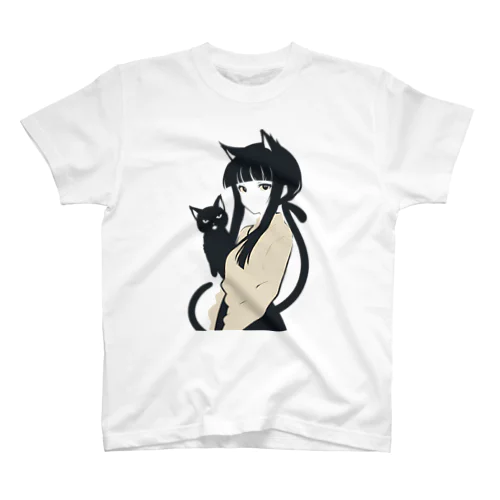 黒猫の少女 Regular Fit T-Shirt