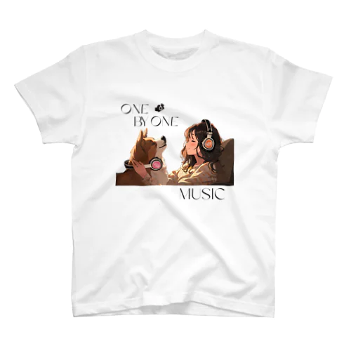 One by One Music スタンダードTシャツ（ホワイト） 티셔츠
