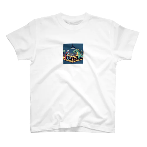 ドットロボットと恐竜のチェスゲームのドット絵C スタンダードTシャツ