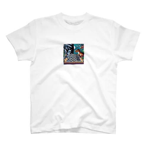 ロボットと恐竜のチェスゲームのドット絵D Regular Fit T-Shirt