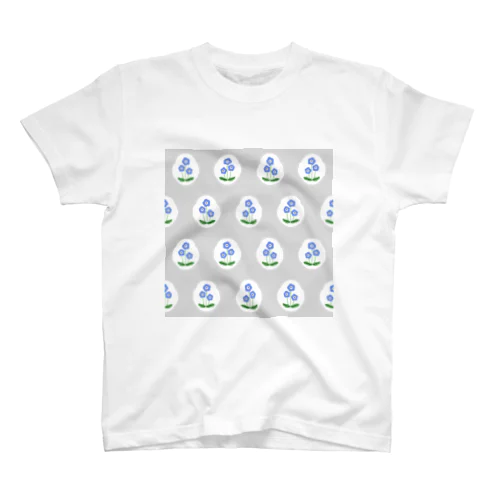 ロマンチックなネモフィラ柄（グレー） スタンダードTシャツ