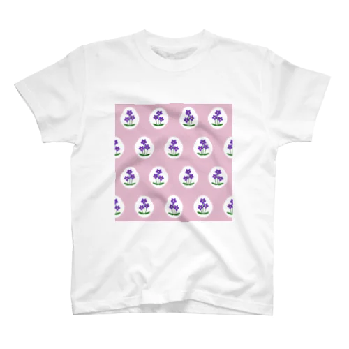 ロマンチックなスミレ柄（ピンク） スタンダードTシャツ