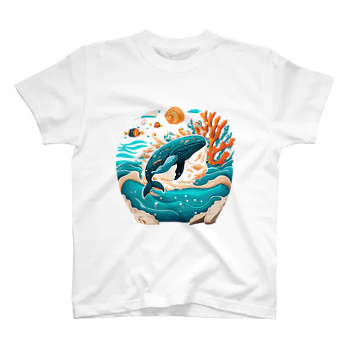 ダイナミックに飛ぶクジラちゃん Regular Fit T-Shirt