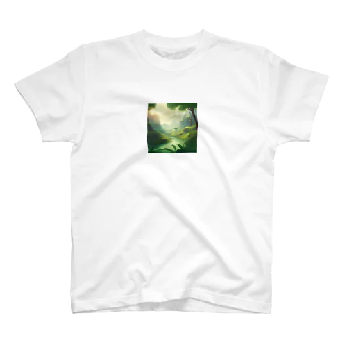  幻想の森 グリーンウンダー アートプリント Regular Fit T-Shirt