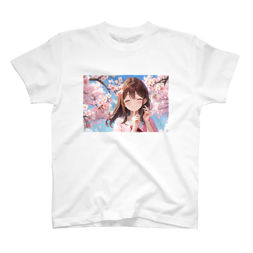 桜と少女 Regular Fit T-Shirt