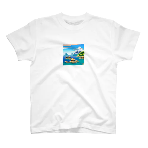 ドット　ボラボラ島のオーバーウォーターバンガロー スタンダードTシャツ