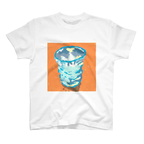 手作りの青いガラスコップ(ちぎり絵/貼り絵) Regular Fit T-Shirt