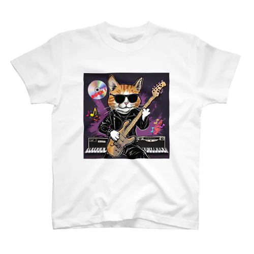 音楽猫シリーズ　ネコロック　ギタリスト Regular Fit T-Shirt