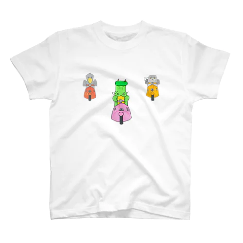 [森図鑑] 龍とハシビロコウとガマグチヨタカのツーリング スタンダードTシャツ