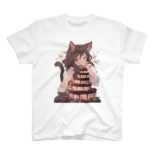 ネコちゃんとチョコレートケーキ Regular Fit T-Shirt