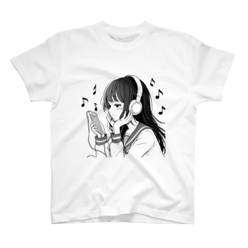 音楽を聴く女の子 Regular Fit T-Shirt