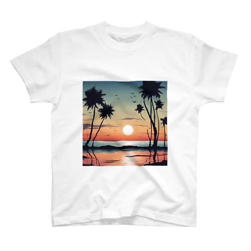夕暮れのビーチシルエット スタンダードTシャツ