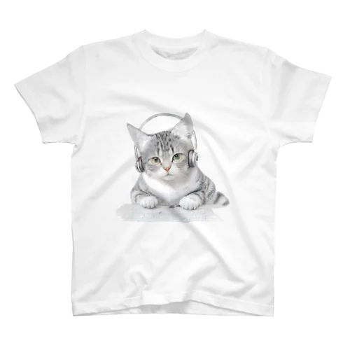 ヘッドホンねこ スタンダードTシャツ