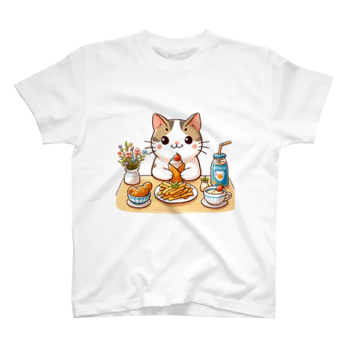 猫くんの豪華なカフェごはん♪ スタンダードTシャツ