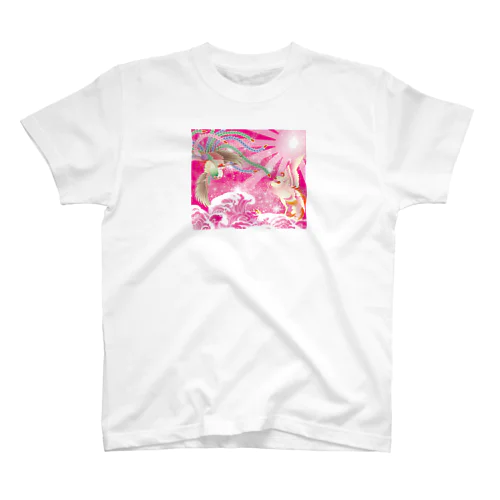 ピンク鳳凰　波　和柄 Regular Fit T-Shirt