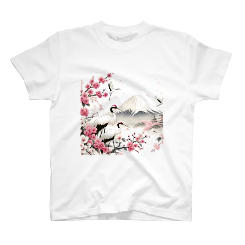 清楚な和の美 - 桜と鶴1 スタンダードTシャツ