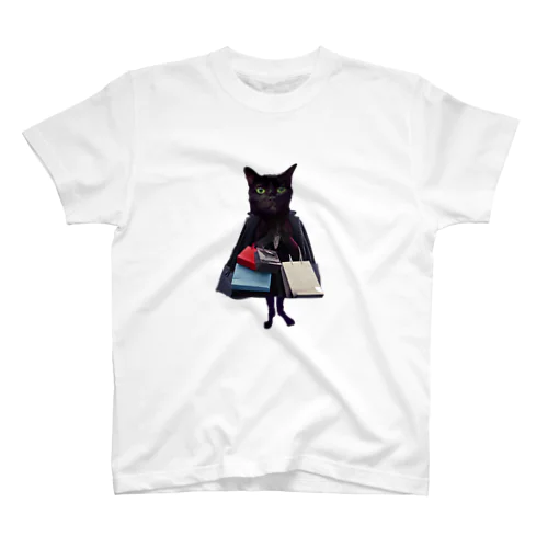 買い物をする黒猫BIBI スタンダードTシャツ