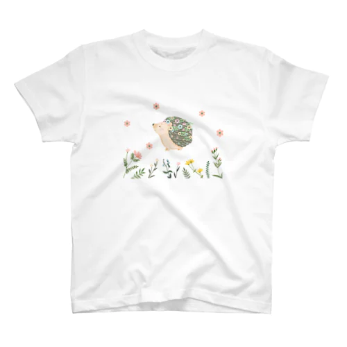 お花が好きなハリネズミ スタンダードTシャツ