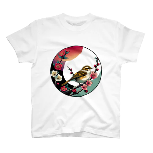 浮世絵 梅とウグイス Ukiyoe Plum And Japanese Bird [UUU-DL-SR001-0008] Regular Fit T-Shirt