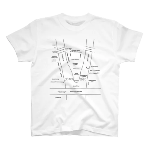 鴨川デルタ勢力図(英語) スタンダードTシャツ