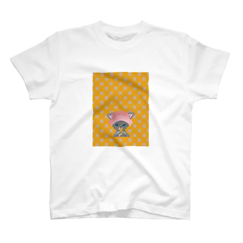 「帽子にゃんこ」菱オレンジ スタンダードTシャツ