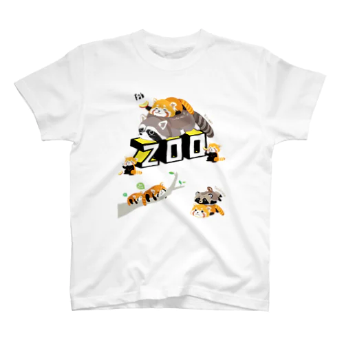 レッサーパンダとアライグマ（太）タヌキ添え 0627 ZOOロゴ Regular Fit T-Shirt