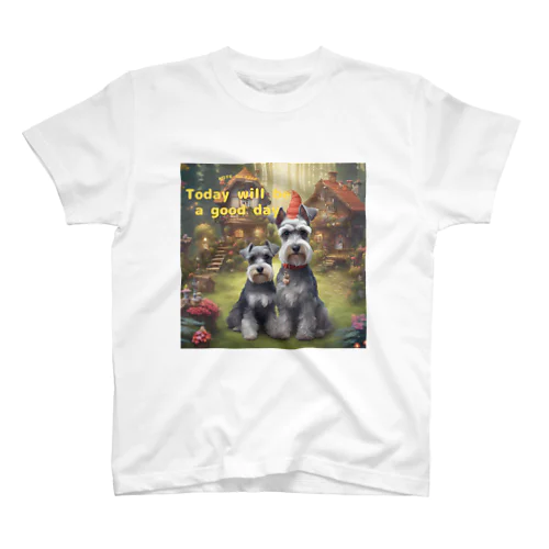 ミニチュアシュナウザーと魔法の村 Regular Fit T-Shirt