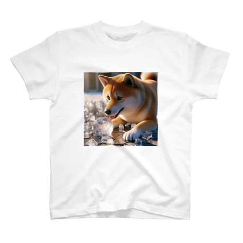 氷で遊ぶ柴犬 スタンダードTシャツ