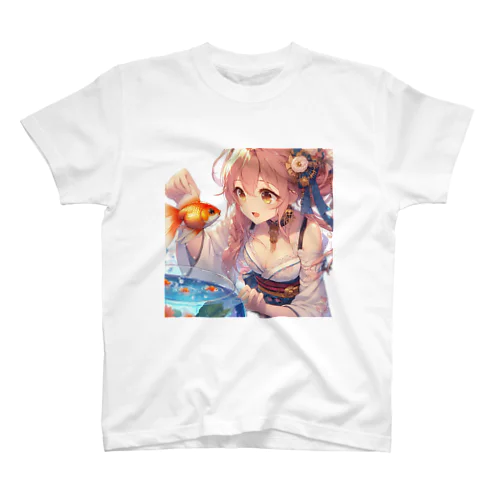 金魚と浴衣姿の女の子 スタンダードTシャツ