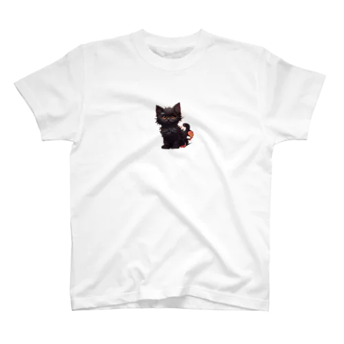 黒猫イラスト Regular Fit T-Shirt