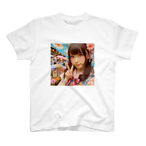 和傘の女の子 Regular Fit T-Shirt