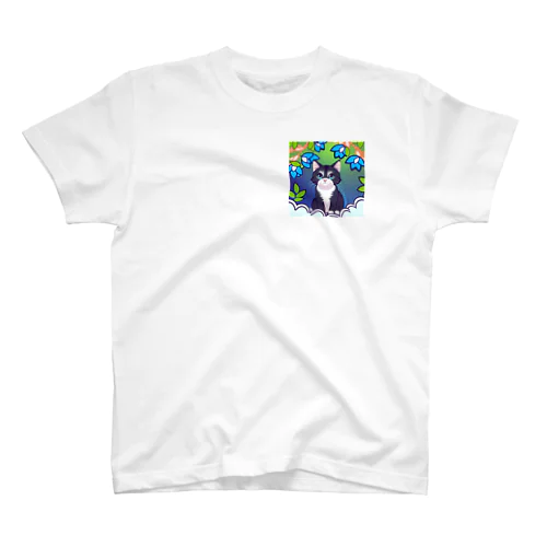 flowers and black cat Regular Fit T-Shirt