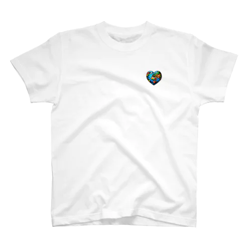 地球の日　Earth day 地球　ハート　ブルー スタンダードTシャツ