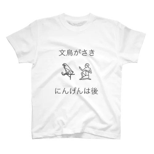 文鳥がさき にんげんは後 スタンダードTシャツ