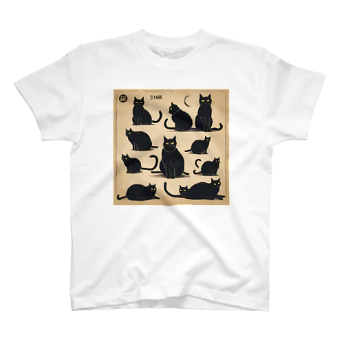 「黒猫10ポーズ」 スタンダードTシャツ