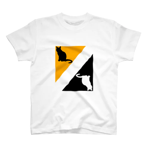 猫と逆さ猫(明るめ) スタンダードTシャツ