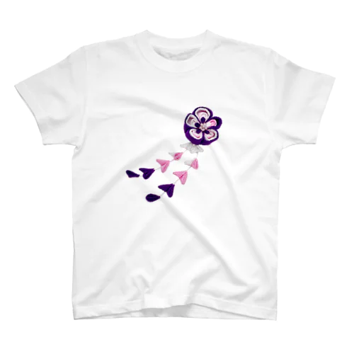 紫の花のつまみ細工 スタンダードTシャツ