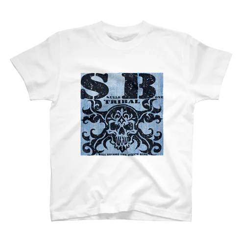 SKULL&BONE TRIBAL GRUNGE BLK ON DENIM スタンダードTシャツ