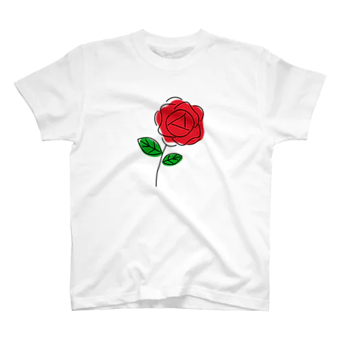 シンプルかわいい赤いバラ Regular Fit T-Shirt