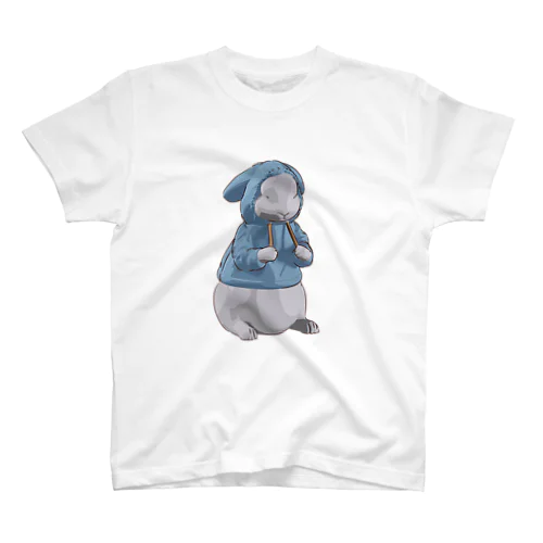 パーカーぎゅッうさぎ ブルー スタンダードTシャツ